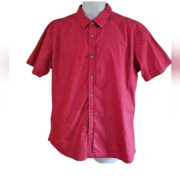 Franky Max Men's XL Red Geometric Button Down Camp Shirt Classic Preppy Vacation - Picture 2 of 6